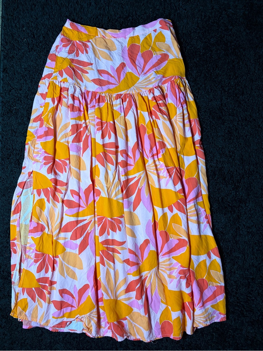 Bright Floral Maxi Skirt in Pink, Yellow & baby pink